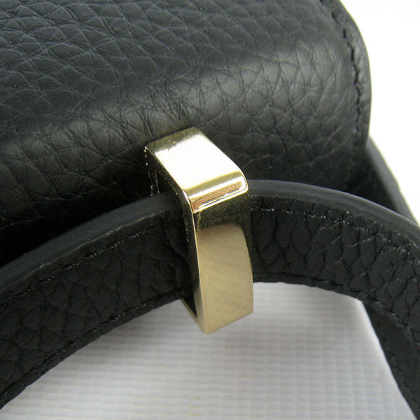 7A Hermes Oxhide Leather Message Bag Black H017 - Click Image to Close